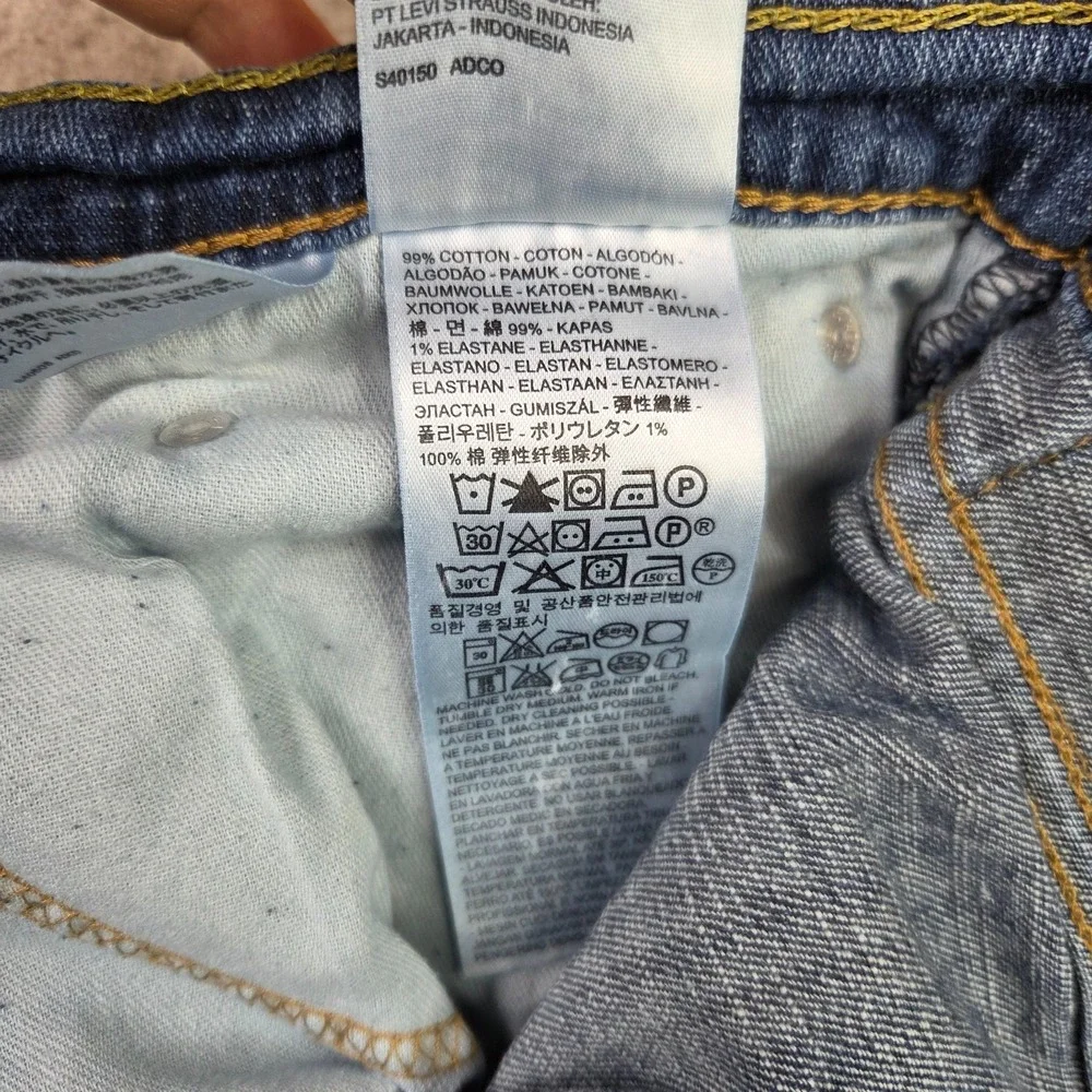 Levi's 505 Jeans Mens 38x32 Blue Denim Regular Fit Straight Leg Stretch Workwear